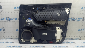 Panou ușă stânga față negru pentru VW Tiguan 18-20, cu sonerie, cotieră din piele neagră, inserție din piele, element de fixare rupt, capac mâner decojit