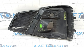 Решетка переднего бампера правая Audi A5 F5 20-25 под радар, черная, молдинг хром, S-Line, царапины, трещины