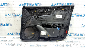 Обшивка двери карточка передняя левая Audi A5 F5 21-25 5D черная, вставка кожа черная, с накладкой черный глянец, хром, с ручкой, надрывы