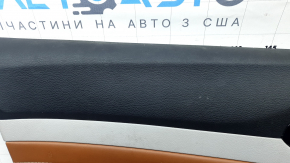 Обшивка двери карточка передняя левая Jeep Compass 22-26 серая с черным, вставка кожа коричневая, Alpine, под химчистку