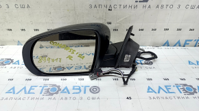 Зеркало боковое левое в сборе Jeep Compass 17-26 5+4 пинов, BSM, подогрев, поворотник, с хром молдингом, черное, песок на хроме