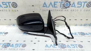 Зеркало боковое правое в сборе Jeep Compass 17-26 5+4 пинов, BSM, поворотник, подогрев, с хром молдингом, черное, песок на хроме, царапины