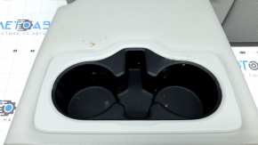 Spătar banchetă spate stânga, rândul 2, Jeep Compass 22-26, piele gri, cusături albe + maro, perforație, cu centură, cu cotieră, curățabil chimic