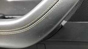 Panou ușă spate stânga Mazda CX-90 2020 24-26, piele neagră cu cortină, cotieră din piele neagră, inserție de mulaj gri, cu mâner, uzat