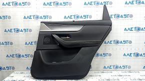 Обшивка двери карточка задняя правая Mazda CX-90 24-26 кожа черная со шторкой, подлокотник кожа черная, вставка молдинг серый, с ручкой