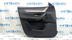 Panou ușă stânga față Mazda CX-90 2020, piele neagră, cotieră din piele neagră, inserție de mulaj gri, cu mâner, uzat