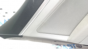 Panou decorativ ușă spate stânga Hyundai Elantra AD 19-20 gri, cotiera din cauciuc, inserție din material textil gri, ornament gri, zgârieturi, uzură
