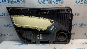 Ornament ușă, față dreapta, VW Passat b7 12-15 SUA, negru cu inserție din piele neagră, cotieră din piele, ornament gri lucios, îndoit, fragment lipsă, crăpături