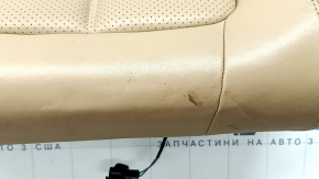 Спинка заднего ряда сидений левая Porsche Macan 15-18 кожа бежевая с подогревом, с черным ремнем, перфорация, царапины, под чистку, вмятины