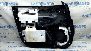 Обшивка двери карточка передняя правая Mazda CX-9 16-19 черная с черной вставкой велюр, подлокотник черная кожа, серый молдинг, потёртость, царапины, ткань под чистку