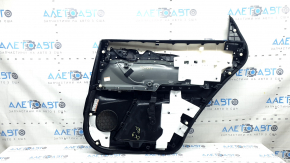 Обшивка двери карточка задняя левая Mazda CX-9 16-23 черная с черной вставкой велюр, подлокотник черная кожа, серый молдинг, потёртость, царапины