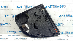 Обшивка двери карточка задняя левая Audi A3 8V 15-20 4d, 5d, черная, кожа, подлокотник кожа черная, Bang and Olufsen, под пищалку, вставка под алюминий, с ручкой, царапины