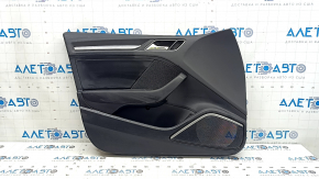 Обшивка двери карточка передняя левая Audi A3 8V 15-20 4d, 5d, черная, кожа, подлокотник кожа черная, Bang and Olufsen, вставка под алюминий, с ручкой, полез хром, царапины