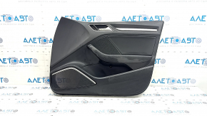 Обшивка двери карточка передняя правая Audi A3 8V 15-20 4d, 5d, черная, кожа, подлокотник кожа черная, Bang and Olufsen, вставка под алюминий, с ручкой, царапины
