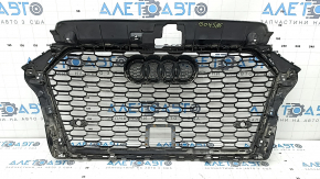 Grilă radiator pentru Audi A3 8V 17-20, finisaj negru lucios, tip radar, S-line, strat protector decojit