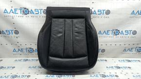 Tapițerie pernă scaun șofer Audi A4 B9 17-19, piele neagră, încălzită, necesită curățare, crăpată