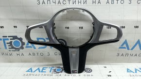 Накладка руля BMW X7 G07 19-22 под подогрев руля без driving assist, M-Sport, хром с черной кожей, царапины, сломаны крепления