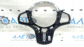 Накладка руля BMW X7 G07 19-22 под подогрев руля без driving assist, M-Sport, хром с черной кожей, царапины, сломаны крепления