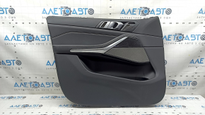 Обшивка двери карточка передняя левая BMW X7 G07 19-22 кожа Vernasca, Schwarz, вставка под дерево Fineline/metal, с ручкой, с сеткой динамика, под чистку