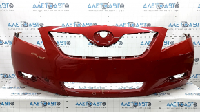 Бампер передний голый Toyota Camry v40 07-09 красный, прижат, царапины, трещины, сломано крепление