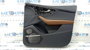 Panou ușă dreapta față pentru Audi Q8 19-26, piele neagră, cotieră din piele maro, Bang & Olufsen, cu ornamente pentru difuzor, iluminare din spate, cu mâner