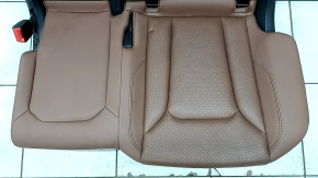 Задний ряд сидений 2 ряд левое Audi Q8 19-23 кожа коричневая, перфорация, с подогревом, с черным ремнем, примято
