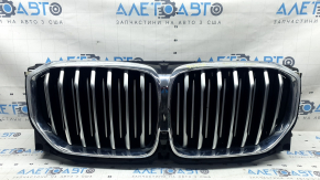 Решетка радиатора grill в сборе BMW X5 G05 19-23 с жалюзи дефлектором радиатора 3.0T с моторчиком, без камеры, X-LINE, хром, песок