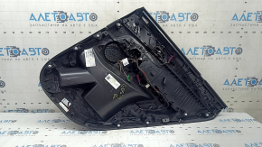 Ornamente ușă, spate stânga, BMW X5 G05 19-22, piele neagră, fără cortină, inserție din lemn Fineline Stripe, cotieră din piele neagră, cu mâner și suprapuneri, lovitură, zgârieturi
