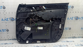 Обшивка двери карточка передняя левая BMW X5 G05 19-23 кожа черная, вставка под дерево Fineline Stripe, подлокотник кожа черная, с ручкой и накладками, царапины, вмятины, прожог