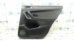 Ornament ușă, placă spate dreapta, VW Tiguan 22-24, negru, cotieră, piele, negru, cusături albe, inserție, piele, negru, cu mâner, zgârieturi, uzat