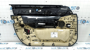 Обшивка двери карточка передняя правая BMW 7 G11 G12 16-22 кожа черная, с подсветкой и ручкой, Harman Kardon