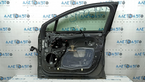 Дверь в сборе передняя правая Ford Fusion mk5 13-20 hybrid, графит J7, 2 хром молдинга, ручка keyless с хром, с кодом, тычки, царапины на накладке