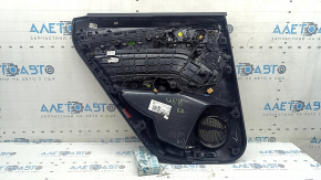 Panou decorativ ușă, spate dreapta, Audi Q5 80A 18-20, negru, cu inserție din lemn, cotieră neagră, Bang & Olufsen, cu mâner și suprapuneri, zgârieturi