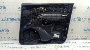 Panou decorativ ușă, stânga față, Audi Q5 80A 18-20, negru, cu inserție din lemn, cotieră neagră, Bang & Olufsen, cu mâner și suprapuneri, zgârieturi