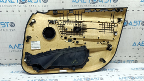 Ansamblu panou ușă stânga față pentru BMW Seria 3 F30 12-18, negru, cotieră și inserție, piele neagră, cusături roșii, bandă cromată, ornamente din lemn închis la culoare, cu mâner, iluminare din spate, îndoit
