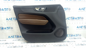 Panou ușă stânga față negru pentru Volvo XC60 18-26, cotieră din piele maro, tapițerie neagră, cu mâner, zăvor
