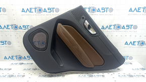 Panou ușă spate dreapta negru Volvo XC60 18-22, cotieră din piele maro, tapițerie neagră, cu mâner
