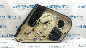 Panou ușă spate dreapta negru Volvo XC60 18-22, cotieră din piele maro, tapițerie neagră, cu mâner