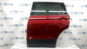 Дверь в сборе задняя левая VW Tiguan 18-24 тонировка, молдинги черный мат, красный LA3Q, вмятина