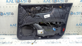 Обшивка двери карточка передняя левая Audi A5 F5 18-19 5D черная, вставка кожа черная, подлокотник кожа коричневая, молдинг aluminum trimaran, с ручкой, царапины, под чистку