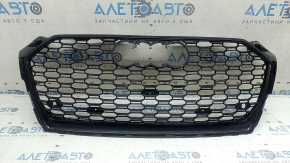 Решетка радиатора grill голая Audi A5 F5 18-19 черный глянец+ молдинг черный глянец, надломы, отломано крепление под пактроник