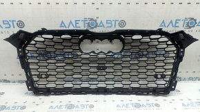 Grilă radiator Audi A5 F5 18-19, negru lucios + ornament negru lucios, crăpături
