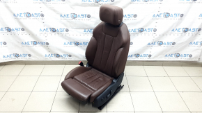 Водительское сидение Audi A5 F5 18-19 с airbag, электрическое, подогрев, кожа коричневая с коричневой строчкой, с коленной подпоркой, Sport, замято