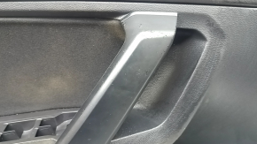 Panou ușă stânga față negru pentru VW Tiguan 18-20, cu sonerie, cotieră din material textil negru, inserție din material textil, inserție cromată neagră, cu mâner, zgârieturi, strat decojit, necesită curățare chimică