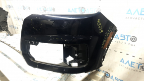 Бампер передний голый Audi Q7 16-19 под 4 парктроника, синий, с отражателями, царапины, сколы, сломаны крепления