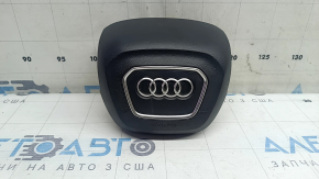Подушка безопасности airbag в руль водительская Audi Q7 16-20 черная, потерт хром