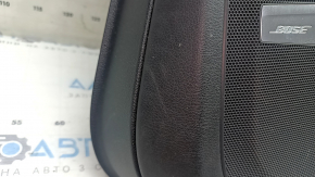 Panou ușă spate dreapta negru pentru Audi Q7 16-19, inserție din piele maro, ornamente din lemn negru lucios și închis la culoare, BOSE, sub cortină, cotieră din piele maro cu mâner, zgârieturi, îndoitură