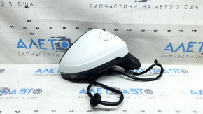 Зеркало боковое правое в сборе Audi A4 B9 17-19 15 пинов, поворотник, автозатемнение, под память, BSM, белое, потерто