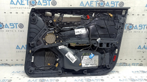Обшивка двери карточка передняя левая Audi A4 B9 17-19 черная, бежевый подлокотник кожа, вставка бежевая кожа, Bang and Olufsen, царапины, под чистку