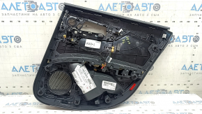 Обшивка двери карточка задняя левая Audi A4 B9 17-19 черная, бежевый подлокотник кожа, вставка бежевая кожа, Bang and Olufsen